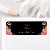 ロマンチックエレガントなピンクのフローラ住所 シール (インサイチュ)