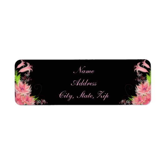 ロマンチックエレガントなピンクのフローラ住所 シール (正面)