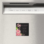 ロマンチックエレガントなピンクのフローラ日付磁石を保存 マグネット (インサイチュ (食洗機))