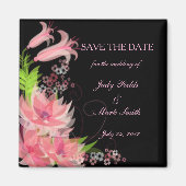 ロマンチックエレガントなピンクのフローラ日付磁石を保存 マグネット (正面)