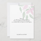 ロマンチックエレガントなピンクのワイルドフラワーウォータカラーアート サンキューカード (裏面)