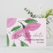 ロマンチックエレガントなピンクのワイルドフラワーウォータカラーアート セーブザデート (スタンド正面)