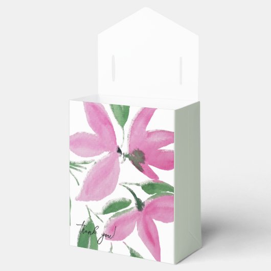 ロマンチックエレガントなピンクのワイルドフラワーウォータカラーアート フェイバーボックス (オープン)