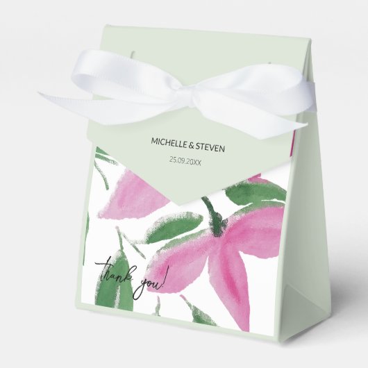 ロマンチックエレガントなピンクのワイルドフラワーウォータカラーアート フェイバーボックス (正面サイド)