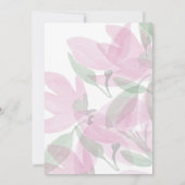 ロマンチックエレガントなピンクのワイルドフラワーウォータカラーアート 招待状 (裏面)