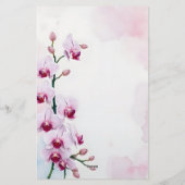 ロマンチックエレガントなピンクの水色の蘭 便箋 (裏面)