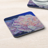 ロマンチックエレガントなピンクの白いパステルの水色 コースター (左側)