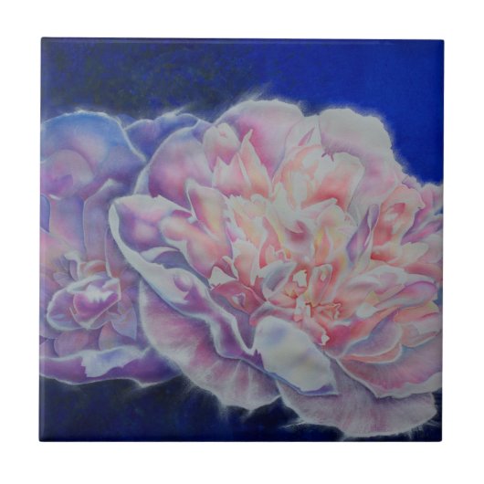 ロマンチックエレガントなピンクの白いパステルの水色 タイル (正面)
