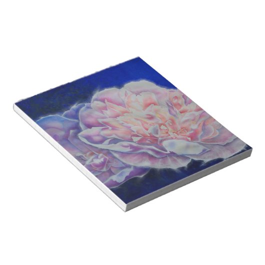 ロマンチックエレガントなピンクの白いパステルの水色 ノートパッド (アングル)