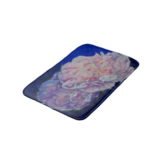 ロマンチックエレガントなピンクの白いパステルの水色 バスマット (アングル)