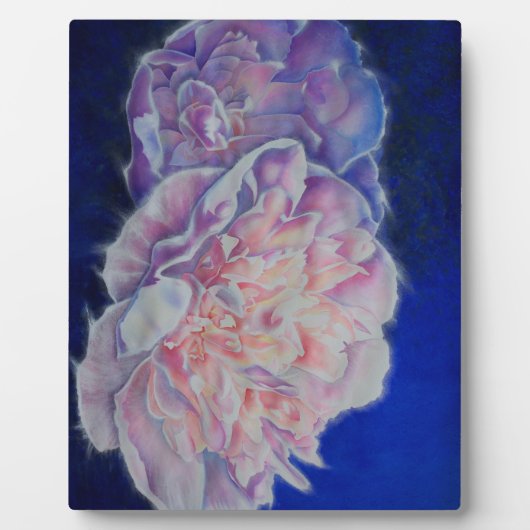 ロマンチックエレガントなピンクの白いパステルの水色 フォトプラーク (正面)