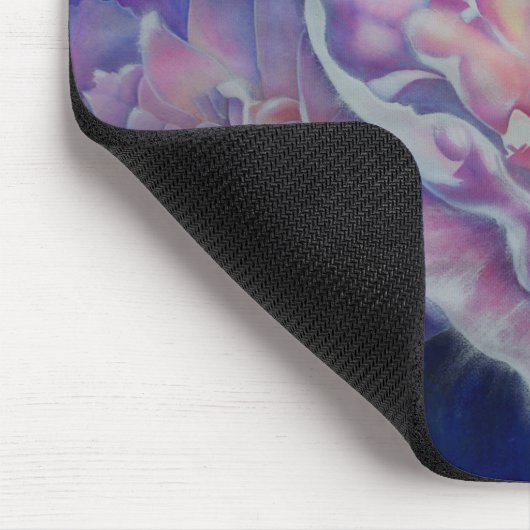 ロマンチックエレガントなピンクの白いパステルの水色 マウスパッド (コーナー)