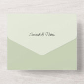 ロマンチックエレガントなピンクの緑の水色のバラ オールインワン招待状 (裏面)