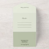 ロマンチックエレガントなピンクの緑の水色のバラ オールインワン招待状 (外側)