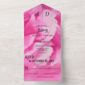 ロマンチックエレガントなピンクの花サマーフローラ結婚ズ オールインワン招待状 (内側)