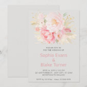 ロマンチックエレガントなピンクフローラプラチ結婚ナム 招待状 (正面/裏面)