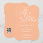 ロマンチックエレガントなピーチQRコー結婚ド (正面/裏面)