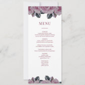 ロマンチックエレガントなフローラの結婚テーブルメニューカード 招待状 (正面)