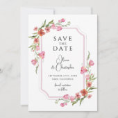 ロマンチックエレガントなフローラ写真の日付を保存 招待状 (正面)
