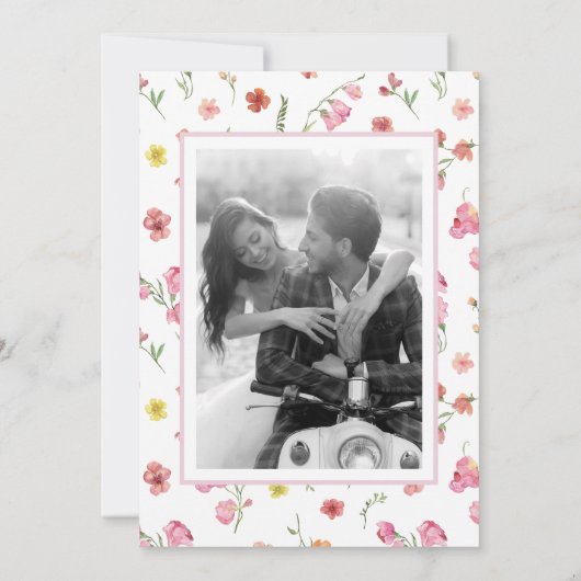 ロマンチックエレガントなフローラ写真の日付を保存 招待状 (裏面)