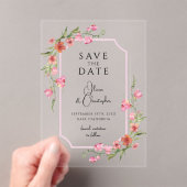 ロマンチックエレガントなフローラ日付を保存 アクリル招待状 (インサイチュ (ポータブル))