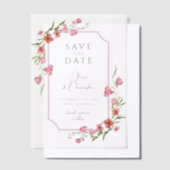 ロマンチックエレガントなフローラ日付を保存 ベラム紙招待状 (オフセット)