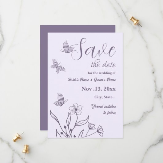 ロマンチックエレガントなフローラ結婚の セーブザデート (正面/裏面インサイチュ)