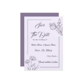 ロマンチックエレガントなフローラ結婚の セーブザデート