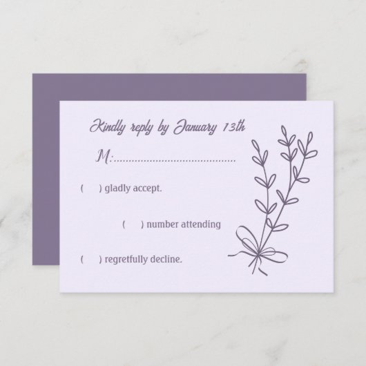 ロマンチックエレガントなフローラ結婚の 出欠カード (正面/裏面)