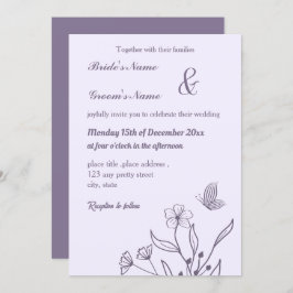 ロマンチックエレガントなフローラ結婚の 招待状