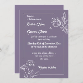 ロマンチックエレガントなフローラ結婚の 招待状