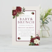 ロマンチックエレガントなブルゴーニュのフローラベビーシャワー 招待状 (スタンド正面)