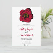 ロマンチックエレガントなブルゴーニュの赤いローズ結婚フローラ 招待状 (スタンド正面)