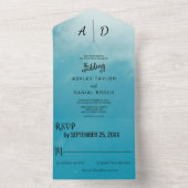 ロマンチックエレガントなブルーオールインワンウェディング招待 オールインワン招待状 (内側)