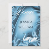 ロマンチックエレガントなブルースワンラブウェディング招待 招待状 (正面)