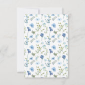 ロマンチックエレガントなブルーフローラリースラス結婚トの 出欠カード (裏面)