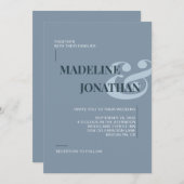ロマンチックエレガントなプレーンほこりっぽいブルー結婚ズ 招待状 (正面/裏面)