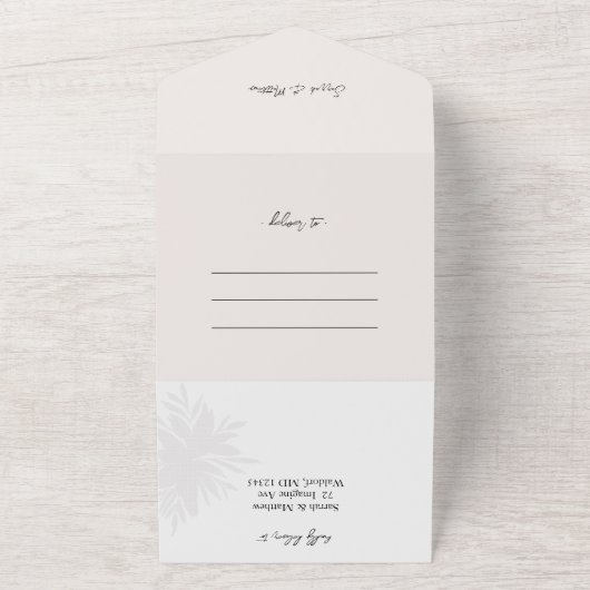 ロマンチックエレガントなホワイトレースの花 オールインワン招待状 (外側)