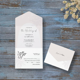 ロマンチックエレガントなホワイトレースの花 オールインワン招待状