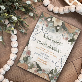 ロマンチックエレガントなモダンフローラインスピリセ結婚ンス 招待状