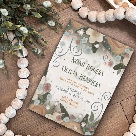 ロマンチックエレガントなモダンフローラインスピリセ結婚ンス 招待状