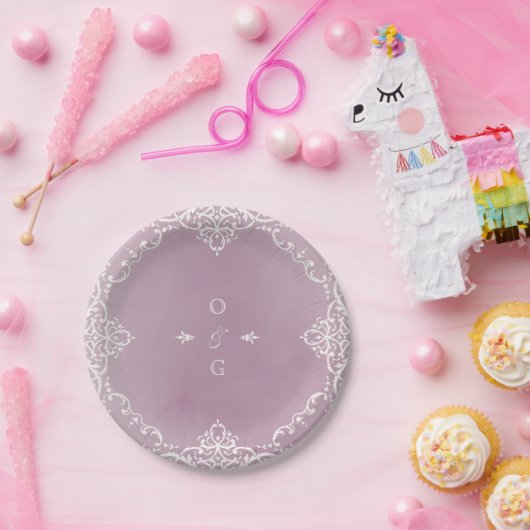 ロマンチックエレガントなヴィンテージ結婚式 ペーパープレート (パーティー)