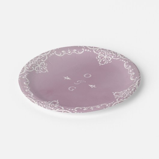 ロマンチックエレガントなヴィンテージ結婚式 ペーパープレート (アングル)