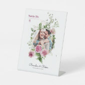 ロマンチックエレガントな写真結婚のテーブル番号 台座サイン (正面)