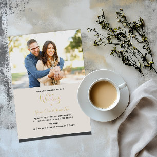 ロマンチックエレガントな写真結婚式招待状 サンキューカード