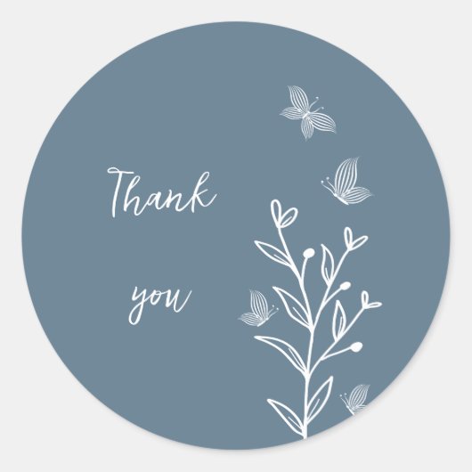 ロマンチックエレガントな埃の多い青いフローラ結婚の ラウンドシール (正面)