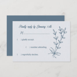 ロマンチックエレガントな埃の多い青いフローラ結婚の 出欠カード