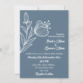 ロマンチックエレガントな埃の多い青いフローラ結婚の 招待状 (正面)