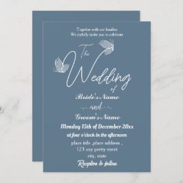 ロマンチックエレガントな埃の多い青い結婚蝶 招待状