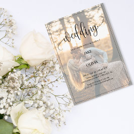 ロマンチックエレガントな夕日2写真結婚の 招待状